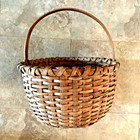 Antique Primitive Hand Made Woven Splint Wood Egg Gathering Picnic Basket