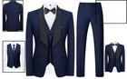 Stylish Navy Men s Tuxedo Suit Set - 3-piece With Wide Lapel For Special Events