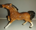 Vintage Sonsco Japan Porcelain Brown Horse Figurine W  Black Mane   Tail Gallop