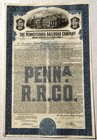 Vintage 1945 Prr Railroad Bond Certificate      Penn Station Vignette  Coupons