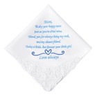 Something Blue Wedding Hanky Embroidered Handkerchief Cotton Lace Trim Gift For