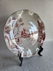  holiday Toile  Dinner Plate By Maxcera Corp  Red Winter Scene On White     10   