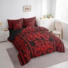 Victorian Decor Western Comforter Set With Sheets - Damask 7 Piece Queen Red