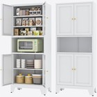 69 h Modern Black white Metal Storage Cabinet - Adjustable Shelves  Durable home