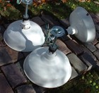 Set Of 3-18  White Westinghouse Porcelain Enamel Barn Gas Station Light Vintage