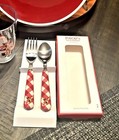 Pottery Barn Rudolph Holiday Santa Christmas Utensil Plaid Party School Kid Set