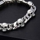 925 Sterling Silver Gold Finish Gorgeous Unisex Cuban Skulls Chain Link Bracelet