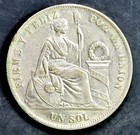 High Grade Historic World Silver  Full Luster 1872 Yj Lima Peru Silver Un Sol