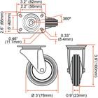 4 Pack 3  Swivel Caster Wheels Rubber Base With Top Plate   Bearing Heavy Duty
