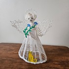 Vintage Handmade Crocheted Angel Christmas Tree Topper Starched 12  Cat Flowers