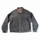 Vtg Marlboro Man Trucker Jacket Wild West Graphic Black Denim Type 3 Jean L Rare