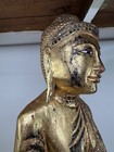 Antique Burmese Myanmar Mandalay Standing Gold Gilt Wooden Buddha 19-20c 34 5   