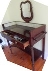 Antique Late 19th C  English  pudding Mahogany  Ladies Mirrored Vanity Table 
