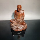 Vintage Wooden Buddha Zen Chinese Antique Carvings Wood Carved Boxwood Figurines