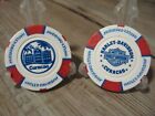 1 Genuine Harley Davidson Emblem Poker Chip - Curacao - White   Red - Blue Print
