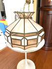 Vintage Leaded Stained Slag Ceiling Mount Hanging Tiffany Style  Light 15 
