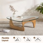 Classic Noguchi Style 0 8in Glass Coffee Table Triangle Solid Hard Wood Base