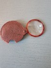 Vintage Folding Glass Magnifier W leather Pouch  Bakelite Tortoise Shell   