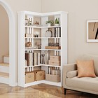 5-tier Bookshelf L-shaped Corner Bookcase Free Standing Wooden Display Shelf