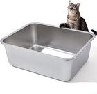 Stainless Steel Litter Box  High Sided Large Metal Cat Litter Boxes Easy Clean
