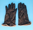 Vintage Womens Leather Gloves Black Tan Stripes Made In Italy Size 6 5