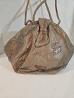 Vintage 80s Tan Leather Faux Snakeskin Purse Crossbody Bag Clutch 