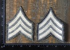 Vintage Sergeant Police Rank Chevron Patches Pair Black white Twill