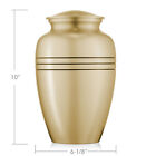 Adult Cremation Memorial Urn For Human Ashes  Gold Black Stripe With Velvet Bag