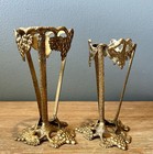 Vintage Pair Of Brass Holders W  Grapevine Motif Made In India