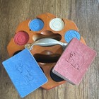 Michael Graves Collection Wooden Poker Chip   Playing Card Carousel Caddy Handle