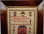 Early 19th Century Red House  Motif   Verse Sampler By Ann Evans Aged 10 - 1842