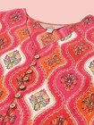 Indian Women Pink Chanderi Silk Ethnic Motifs Print Kurta Kurti Top Tunic Dress