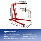 2t 4409lbs Foldable Engine Hoist Hydraulic Cherry Picker Shop Crane With Leveler
