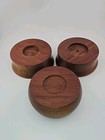 Set Of 3 Vintage Wood Reversible Candle Holders Coasters Mid Century Modern
