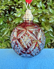 New Stunning 2015 Waterford Cased Crystal Cut To Clear Ruby Red Ball Ornament