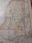  1884 Mississippi Antique Railroad   County Map All Train Routes Stations Towns