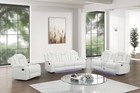 New Led 3pc Sofa Loveseat Chair Recliner Set White Leather Bluetooth Speaker