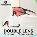 Rockbros Polarized Photochromic Sunglasses Cycling Glasses Mens Goggles 2 Lens