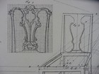 Rare Antique Original Vtg Period Design Chairs Perspective Engraving Art Print