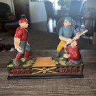 Vintage - Cast Iron Hometown Baseball Mechanical Bank Works   Missing Stopper