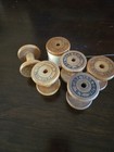 7 Antique Wooden Thread Spools Bobbin Spindles Industrial Textile 