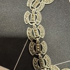 Silver 925 Cable Chain Statement Necklace Marcasite Style  Box Clasp