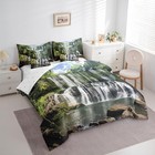  Comforter Set 7 Pcs Smoky Mountain Comforter Waterfall Full Green And White