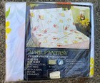 Vintage Sheet Cottage Core Floral Flower Power Nos Bedding Flat Full Percale