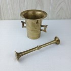 Vintage Mortar   Pestle  Heavy Solid Brass Pharmacy Apothecary Bowl Set