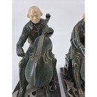 Pair 1932 J b  Hirsch Cellist Bookends Bronze Marble Ivorine Heads J Ruhl Design