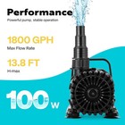 100w 1800gph Submersible Water Pump 13 8ft Lift For Koi Pond Waterfall Fountains