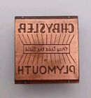 Antique vintage Copper Letterpress Chrysler-plymouth  375 Wood Block Ink Stamp 