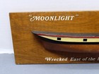 Vintage Wooden Half Hull Ship On Plaque  moonlight  Emigrant Ship Boston Light