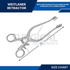 Weitlaner Retractor 9 5  3x4 Prong Sharp Stainless Steel German Grade